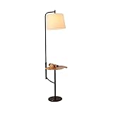 SFF Lampenschirm Floor Lamp H164CM Stehleuchte Eisenbodenlicht mit Tisch und Holzregalen für Schlafzimmer Wohnzimmersofa-Leselicht Stehlampe Arc (Color : Black B, Größe : 1640MM*350MM)