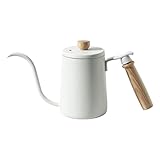 TISHITA Übergießbarer Kaffee- und Teekessel mit Herdplatte - Schwanenhals- mit Präzisions-Ausgießer - Weiß