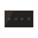 Johnny WiFi Smart Switch, EU/UK Standard Light Glass Panel Berührungsschalter, 220V, 4/5/6 Gang Smart Switch Für LED-Licht, Neutral Erforderlich,Schwarz,4Gang