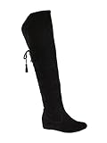 Damen Winter Warm Schnee Hohe Stiefel Pelzstiefel Flache Schuhe Overknee Stiefel Schwarz 38