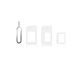Deet® - 4-in-1-SIM-Kartenset, Nano-SIM-Karten-Adapter, Konverter + Micro-SIM-Karte und Standard-SIM-Karte für iPhone 6 5 5S 4 4S 3G 3GS + iPhone Tray Open Eject Pin T