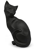 FeinKnick stilvolle Katze als Dekofigur - modernes Kätzchen als Deko in Schwarz aus Kunstharz - Katzenfigur 24cm - Dekok