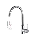 HOMELODY Niederdruck Wasserhahn Küche Armatur 360° drehbar aus Messing Niederdruckarmatur Spültischarmatur Küchenarmatur Mischbatterie Spülbecken Küchenspüle Einhebelmischer für B