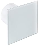 Ø 100 mm Design Badventilator Glasfront mit Feuchtigkeitssensor Hygrostat sowie Timer Nachlauf und Rückstauklappe WEG100H Lüfter Ventilator Front Wandlüfter Badlüfter Ventilator Einbaulüfter Bad Küche leise Glas 10