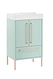 lifestyle4living Waschtisch mit Unterschrank in Mint mit Mineralgussbecken und Türen | Moderner Waschtischunterschrank mit Waschbeck