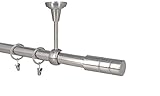 Gardinenstange Vorhangstange 25mm 1-läufig Deckenmontage Edelstahl Optik 540 cm Gaj