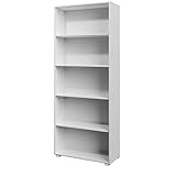 Deuba Bücherregal Vela 5 Fächer 190 x 60 x 31 cm Holz Modern Ordner Bücher Standregal Wohnzimmer Esszimmer Büro Weiß