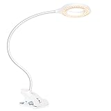 Schreibtischlampe, JKSWT Clip auf Licht Leselicht Ring Licht LED mit 3 Farbmodi, 9 Helligkeitsdimmer, 60 Stück LEDs, 360 ° flexible Schwanenhals B