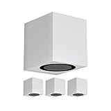 ledscom.de Wand-Außenleuchte ALSE Downlight, wetterfest, weiß, Aluminium, eckig, GU10, 4 Stk