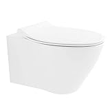 Spülrandloses & Wandhängendes Raumspar-WC integrierter Bidet-Taharet Funktion mit verstellbarer Düse + Duroplast Abnembarer WC-Sitz inkl. Soft-Close-Funktion | Formschönes Design | Reinigungsfreundlich und Hygienisch | passend zu GEBERIT