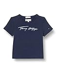Tommy Hilfiger Mädchen Script Print Tee S/S T-Shirts, Marineblau (Twilight Navy), 8 J