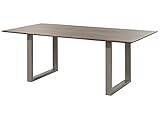 MASSIVMOEBEL24.DE Esstisch Akazie 200x100 grau lackiert/U-Beine Silber matt Swiss Edg