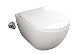 Aqua Bagno | Taharet WC | Inkl. flachem Softclose Sitz | Dusch-WC | Hänge-WC | Toilette mit Bidet-Funktion | Tiefspülklosett | Keramik | Spülrandlos | 510 x 352 x 340