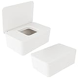 Anruyi 2 Stück Feuchttuch-Box Weiß Kindertuchbox Kunststoff Toilettenpapierbox Feuchttücher Spender Tücherbox Tissue Aufbewahrungskoffe Serviettenbox mit Deckel für Zuhause Bü