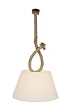 NÄVE Pendelleuchte Rope mit Textilschirm - Deckenleuchte 130 x 45 cm mit 1x E27 Fassung 40W - Deckenlampe modern mit Juteseil & weißem Schirm für Wohnzimmer & S