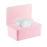 YOUYIKE® Feuchttücher Box, 18.5 x 12.2 x 7cm Feuchtes Toilettenpapier Box, Toilettenpapier Box mit Deckel, Tissue Box, Baby Feuchttücherbox, Taschentuchhalter für Zuhause Büro Auto (Pink)