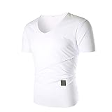Herren T-Shirt Leichte Kurzarm Tee Oberteil Loose Atmungsaktiv Sportshirt Basic Kurzarm Sleeve Laufshirt für Männer Langes Einfarbig Freizeitshirt Sommer Bequemes Sweatshirt Herren Ob