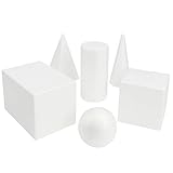 Belle Vous Geometrische Formen 3D Weiß aus Schaumstoff (6 Stk) – Feste Solide Geometrieformen Styropor Körper Schaum Foam Steckschaum – Spielzeug, Lernen, Schule, Zeichnen, Mathematik, G