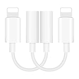 【2Pack】 iPhone Adapter, Lightning auf 3,5 mm Klinke Kopfhöreradapter [Apple MFi Zertifiziert] Aux Audio Zubehör Kopfhörer Splitter Kompatibel mit iPhone 13/12/11/XS/7/8 Alle unterstützten iOS Sy