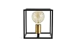 LIFA LIVING Schwarze Vintage Tischlampe aus Metall, Retro Tischleuchte im Industrial Design, E27 Quadratische Nachttischlampe, Schreibtischlampe 20x20x20