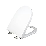 TYRIXEN U-Typ Quadratischer Toilettensitz, Toilettensitz Mit Absenkautomatik Weiß Mit Schnellverschluss, Top Fix 360 Verstellbare Scharniere, Weißer T