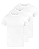 Snocks Unterhemd Herren Round-Neck Baumwolle 3er Pack Weiß Größe XXXL Herren Unterhemd Weiss XXX-Large Unterhemden Herren Lang Unterziehshirt Herren Unterhemden Kurzarm Unterhemd Herren U