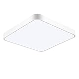 Teochew LED Deckenleuchte Flach, 36W Deckenlampe Eckig Panel Für Bad/Flur/Schlafzimmer/Keller/Balkon, IP20 (innen) Weiß Modern, Warmweißes Licht 2800-3200K U