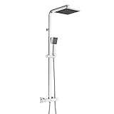 Auralum Duschsystem Thermostat Duschsäule Regenbrause mit Kopfbrause und Handbrause Duscharmatur-Set Brausegarnitur Duschset höhenverstellb