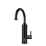 Brausegarnitur 220V Elektrischer Durchlauferhitzer 3000 W Drehbarer Schwarzer Bad-Küchen-Heizungshahn 3sec Durchlauferloser Durchlauferhitzer Wasserhahn mit LED-Digitalanzeig
