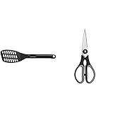 WMF Pfannenwender Kunststoff 31 cm, Wender mit Ablage-Knick und Aussparungen, Pfannkuchenwender, spülmaschinengeeignet & Touch Küchenschere 21 cm, Haushaltsschere mit Sägeschliff, schw