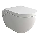 Alpenberger Taharet WC- Spülrandloses Dusch WC mit Nanobeschichtung- Hänge WC mit WC-Sitz Absenkautomatik- WC mit Dusch Funktion & Einhebelarmatur passend Geb