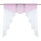 Yujiao Mao Voile Scheibengardinen Küche Bistrogardinen Transparente Kleinfenster mit Kräuselband/Tunnelzug Gardinen Pink BxH 140x145cm 1 Stück