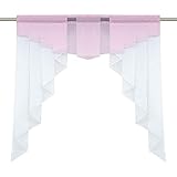 Yujiao Mao Voile Scheibengardinen Küche Bistrogardinen Transparente Kleinfenster mit Kräuselband/Tunnelzug Gardinen Pink BxH 140x145cm 1 Stück