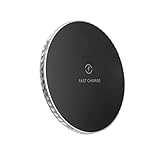 Lalaluka 10W Wireless Charger Fast Round Desktop Luminous Handy Schnelle kabellose Ladestation Qi-zertifiziertes Ladegerät (Black, ONE Size)