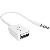 USB A aux Adapter, USB 2.0-Buchse auf Klinke 3.5mm Männlicher(4 Knoten) Stereo Audio Stecker Musical Schnur Steckverbinder Konverter für Car Stereos, Auto-GPS, CD, DVD-Audio etc - Weiß