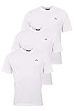 Kappa Herren T-Shirt VOLLAR im 3er Pack | Sport-Shirt mit Rundhalsausschnitt | Basic Tshirt-Set für Männer | Rundhals Oberteil für Sport und Freizeit | Regular Fit | XL, Weiß