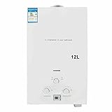 TABODD 12L 24KW Tragbarer Erdgas-Durchlauferhitzer NG Boiler Warmwasserbereiter für Heimdusche Bad Warmwasser Dusche Warmwasserbereiter mit CE-Zertifizierung, Weiß