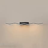 QHCS Spiegelleuchte LED Badezimmerspiegel Frontleuchte Gold, Moderne Spiegelschrankleuchte mit 3 Farblicht, Badspiegelleuchte mit Acrylschirm, Metallwandleuchte, Schwarz 60cm20w Baddekorlamp