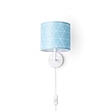 Paco Home Wandlampe Wandleuchte Mit Schalter Und Stecker Flur Lampe Wohnzimmer Skandi Rauten Dreieck Kabel 3m E14, Lampenart: Wandleuchte - Weiß, Leuchten Farbe/Größe: Blau (Ø18 cm)