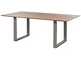 MASSIVMOEBEL24.DE Esstisch Akazie 220x100 Natur lackiert/U-Beine Silber matt Swiss Edg