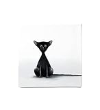 Dori´s Prints Katzenbild Schwarz-Weiß - Kunstdruck auf Bio Baumwolle - Geschenk für Katzenliebhaber - Leinwandbild für Groß und Klein - Perfekt als Wanddeko fürs W