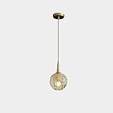 NAMFXH Nordic Luxury Kronleuchter Postmodern All Copper Crystal Deckenleuchte Einfache Kleine Pendelleuchte Metall Droplight E14 Lichtquelle Hängeleuchte Bartheke Restaurantbeleuchtung