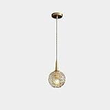 NAMFXH Nordic Luxury Kronleuchter Postmodern All Copper Crystal Deckenleuchte Einfache Kleine Pendelleuchte Metall Droplight E14 Lichtquelle Hängeleuchte Bartheke Restaurantbeleuchtung