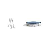 Intex Sicherheitsleiter 28075, für Pools von 91 - 107 cm Höhe, grau & Round Pool Cover - Poolabdeckplane - Ø 305 cm - Für Metal und Prism F