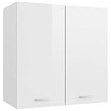 vidaXL Hängeschrank 2 Regalböden Küche Schrank Einbauküche Küchenzeile Küchenmöbel Oberschrank Küchenschrank Hochglanz-Weiß 60x31x60cm Spanp