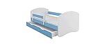 BDW Kinderbett Jugendbett mit Einer Schublade und Matratze || BESTPREIS || (Blau, 180x80)