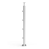 Edelstahl komplett Geländerpfosten Pfosten Ø 42,4 Traversenhalter Geländer 4 5 Querstäbe Ø 12 und Handlaufstütze mit Gelenk