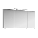 Lomadox Badezimmer 3D-Spiegelschrank in weiß Glanz, 140cm Breite, inkl. LED-Beleuchtung