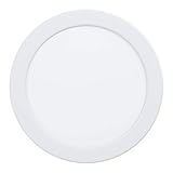 EGLO LED Einbaustrahler Fueva 5, Ø 16,6 cm, LED Spot aus Stahl und einer Kunststoff Leuchtfläche, LED Einbauleuchte in Weiß, Einbaustrahler LED flach, geringe Einbautiefe 26 mm, warmweiß