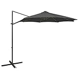 FAMIROSA Ampelschirm mit Mast und LED-Leuchten Anthrazit 300 cm (14,35kg)